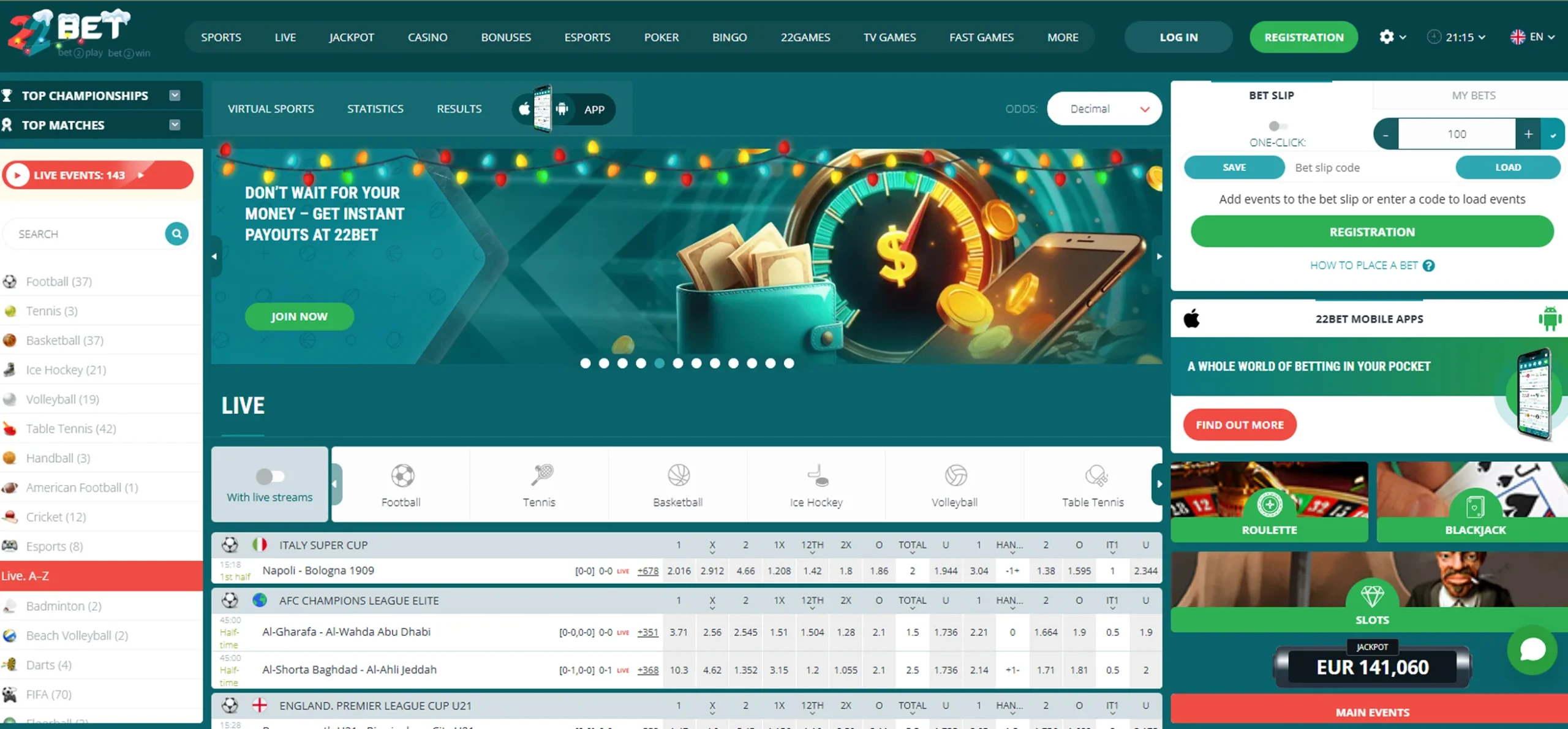 22Bet Sports Betting